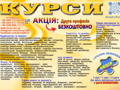 Курси сушист, піццеолі манікюр, шиття, плиточник
